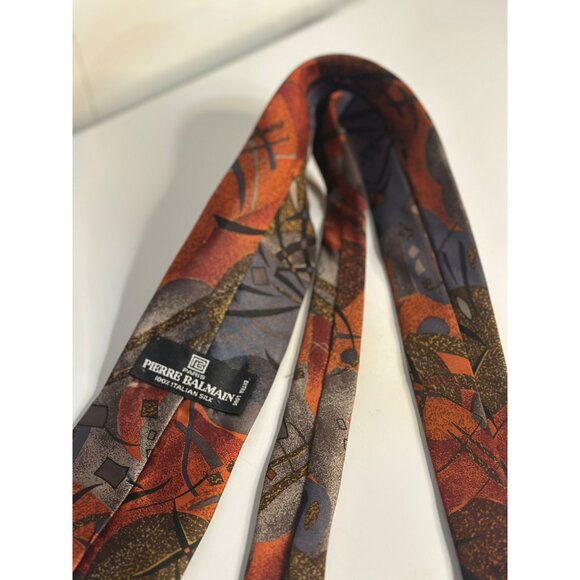 VTG Pierre Balmain Paris Silk Necktie Abstract Blue Red Black Formal Men Accesso - Picture 3 of 4